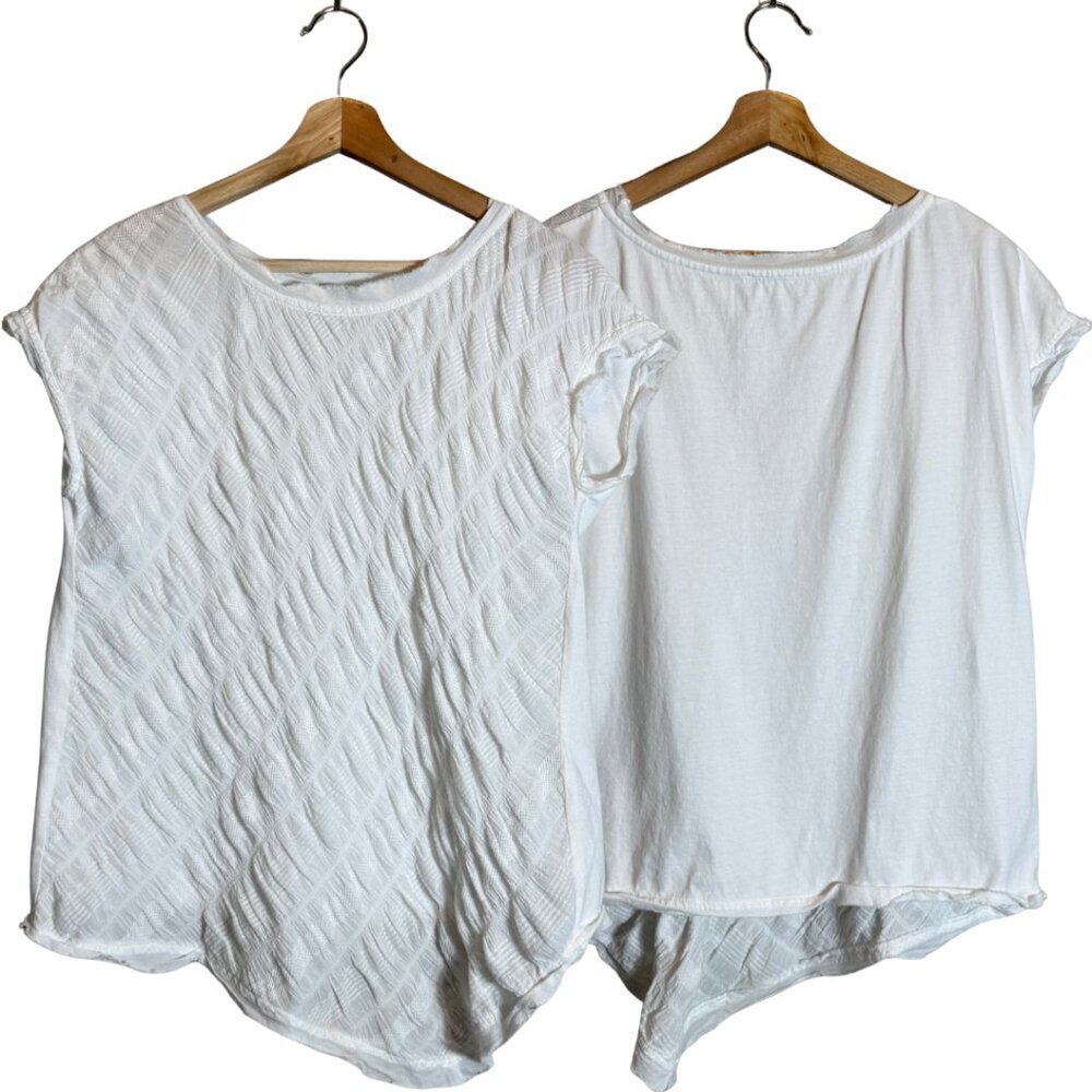 Sundance Textured Asymmetrical Blouse Top Women's Medium White Flowy Boho Casual